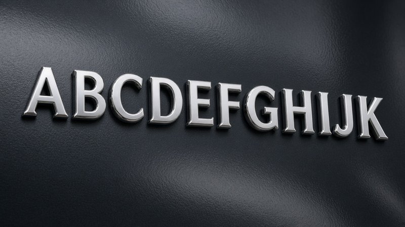 Stock chrome letters mounted on a panel